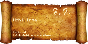 Hohl Irma névjegykártya